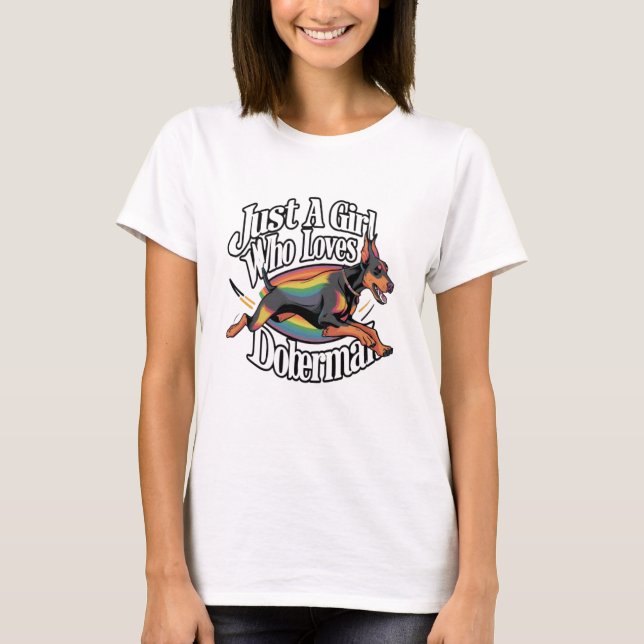 T-shirt Juste une fille qui aime Doberman (Devant)
