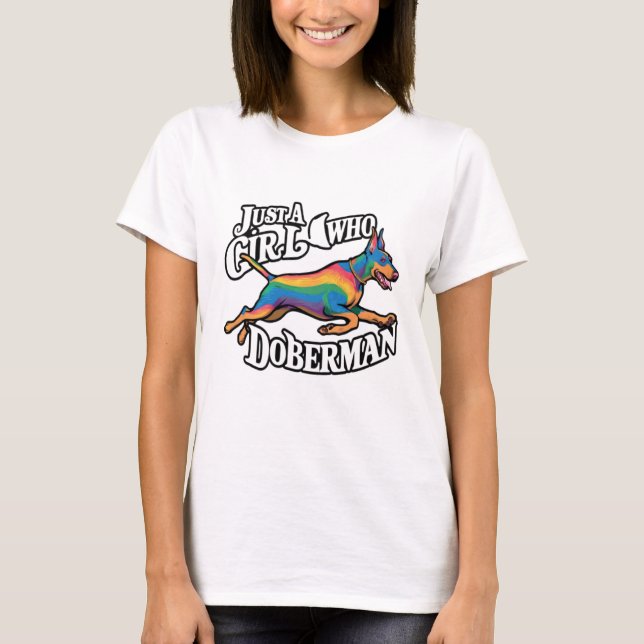 T-shirt Juste une fille qui aime Doberman (Devant)