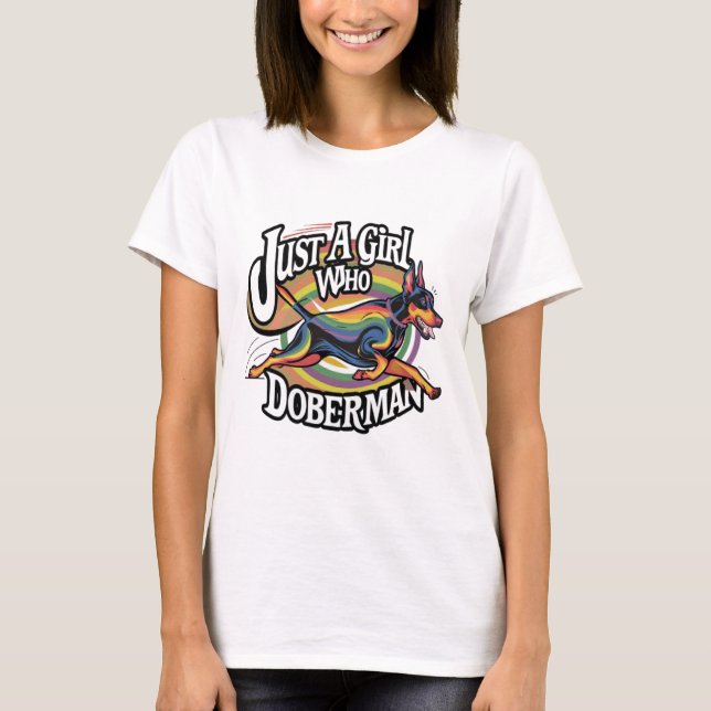 T-shirt Juste une fille qui aime Doberman (Devant)