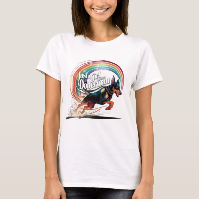 T-shirt Juste une fille qui aime Doberman (Devant)