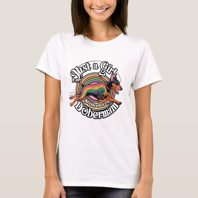 T-shirt Juste une fille qui aime Doberman (Devant)