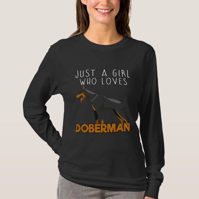 T-shirt Juste une fille qui aime Doberman 528 (Devant)