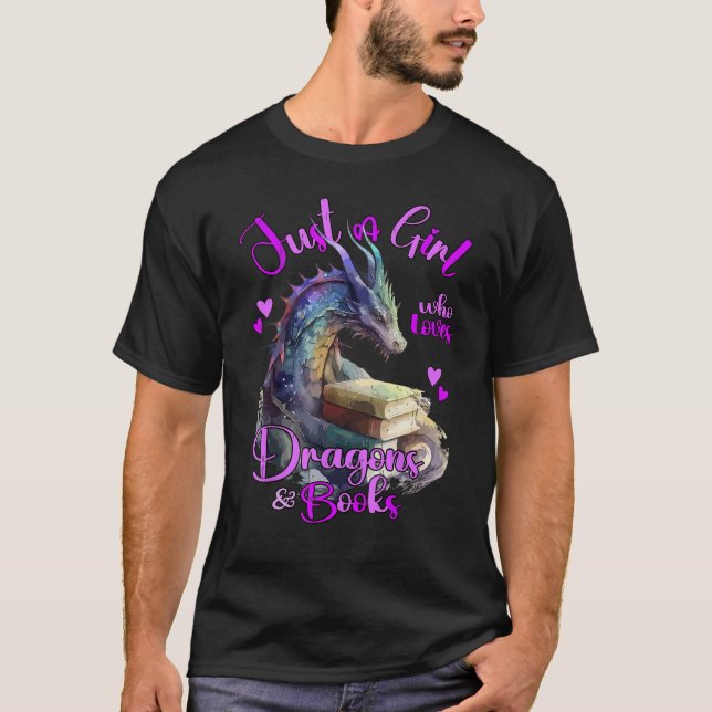 T-shirt Juste une fille qui aime Dragons et Livres Imagina (Devant)