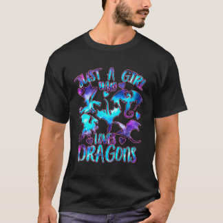 T-shirt Juste Une Fille Qui Aime Dragons Galaxy Dragon Lov