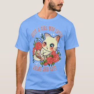 T-shirt Juste une fille qui aime et chats KawaiiOtaku Japa