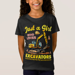 T-Shirt Juste une fille qui aime Excavateurs Rétro Excavat