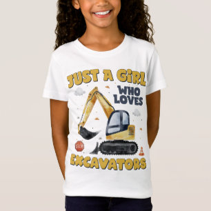 T-Shirt Juste une fille qui aime Excavateurs Rétro Excavat