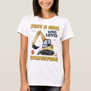 T-shirt Juste une fille qui aime Excavateurs Rétro Excavat