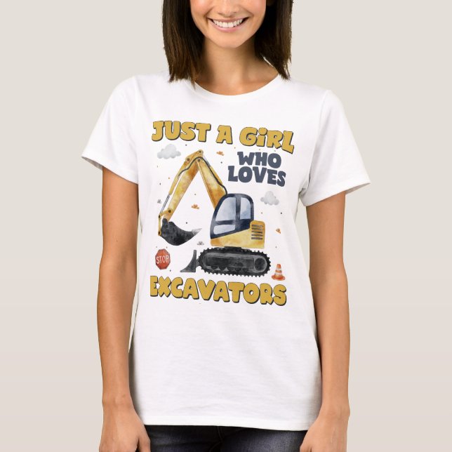T-shirt Juste une fille qui aime Excavateurs Rétro Excavat (Devant)