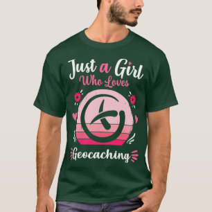 T-shirt Juste Une Fille Qui Aime Géocaching Rose Retro Vin