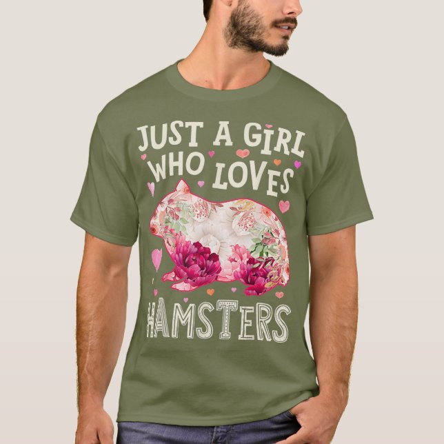 T-shirt Juste Une Fille Qui Aime Hamsters Fleur Hamster (Devant)