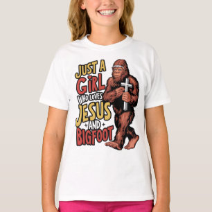 T-shirt Juste une fille qui aime Jésus et Bigfoot Sasquatc