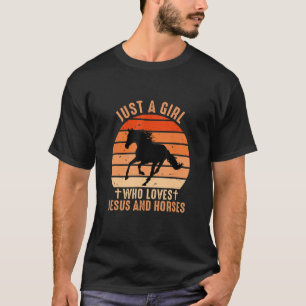 T-shirt Juste Une Fille Qui Aime Jésus Et Chevaux Fille Pe