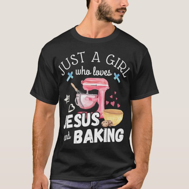 T-shirt Juste Une Fille Qui Aime Jésus Et La Cuisson - Drô (Devant)