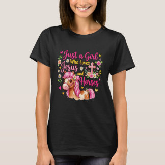 T-shirt Juste Une Fille Qui Aime Jésus et Les Chevaux Chré