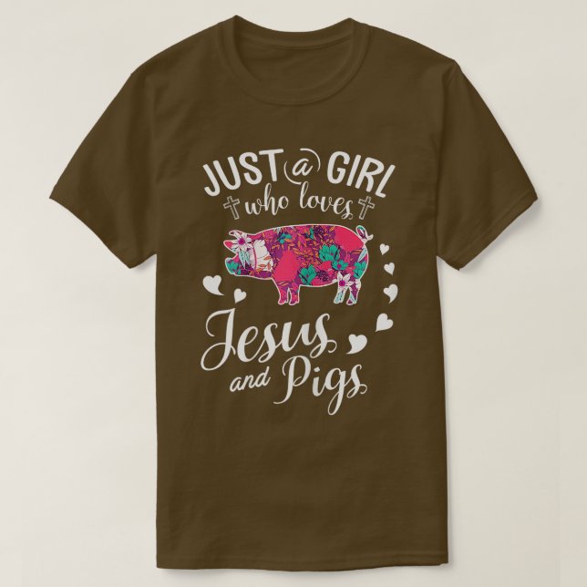 T-shirt Juste Une Fille Qui Aime Jésus Et Les Cochons Amou (Design devant)