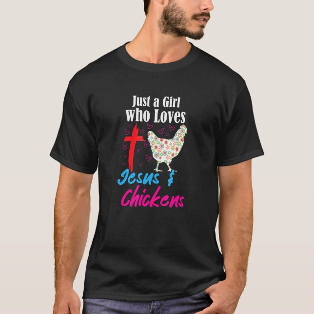 T-shirt Juste Une Fille Qui Aime Jésus Et Poulet Drôle Whi (Devant)
