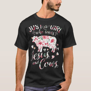 T-shirt Juste Une Fille Qui Aime Jésus Et Vaches Amant Agr