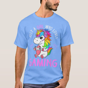 T-shirt Juste une fille qui aime jeu mignon gamer licorne 