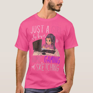 T-shirt Juste Une Fille Qui Aime Jouer À L'Anime Et Faire