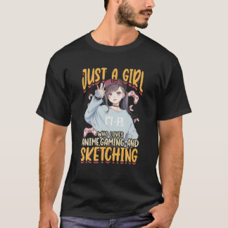 T-shirt Juste Une Fille Qui Aime Jouer À L'Anime Et Faire 