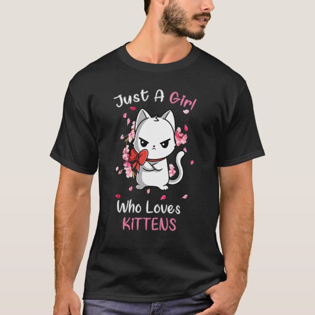T-shirt Juste Une Fille Qui Aime Kittens Cute Chat Kitty (Devant)