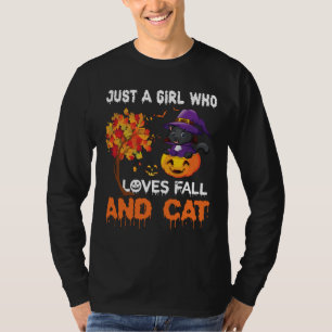 T-shirt Juste une fille qui aime la chute et le chat