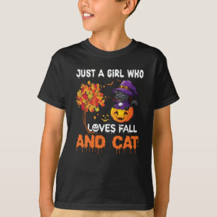 T-shirt Juste une fille qui aime la chute et le chat