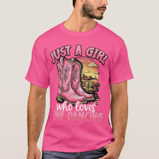 T-shirt Juste une fille qui aime la danse en ligne Pink Co