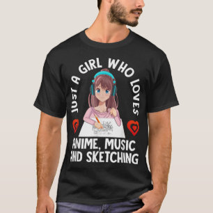 T-shirt Juste Une Fille Qui Aime La Musique Anime Et L'Esq
