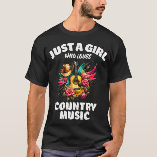 T-shirt Juste une fille qui aime la musique country Amoure