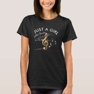 T-shirt Juste une fille qui aime la musique Treble Clef