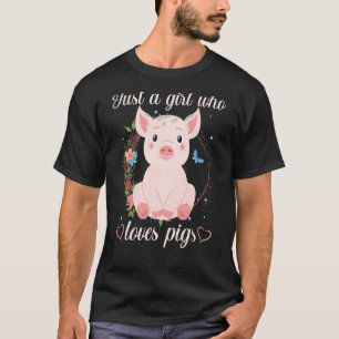 T-shirt Juste une fille qui aime la récolte de cochons fer