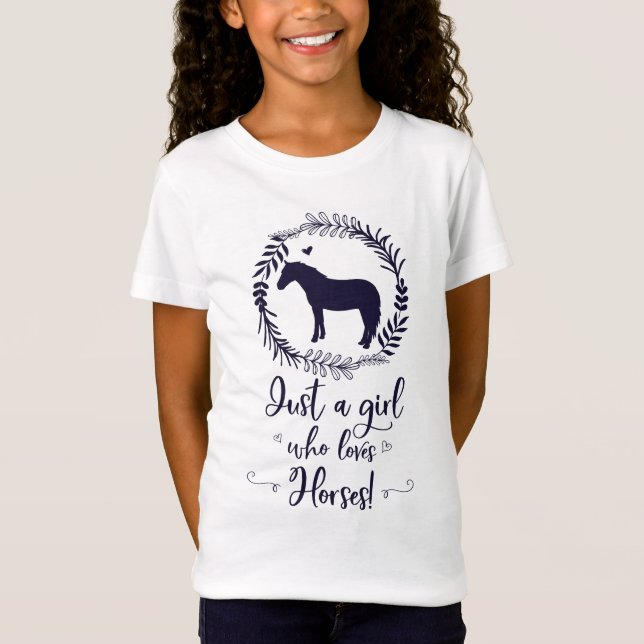 T-Shirt Juste une fille qui aime la silhouette de chevaux (Devant)