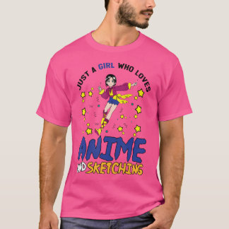 T-shirt Juste Une Fille Qui Aime L'Anime Et Croquis Le Jap