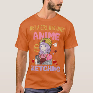 T-shirt Juste Une Fille Qui Aime L'Anime Et Croquis Le Jap