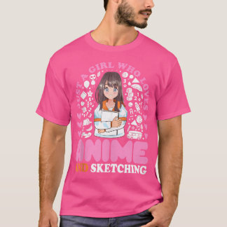 T-shirt Juste Une Fille Qui Aime L'Anime Et L'Ado Qui Croq