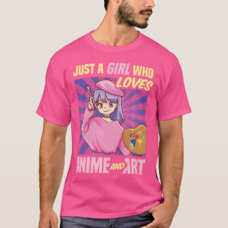 T-shirt Juste Une Fille Qui Aime L'Anime Et L'Art Dessin C