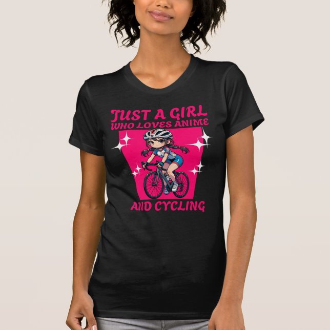 T-shirt Juste une fille qui aime l'anime et le cyclisme (Devant)