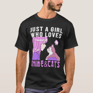 T-shirt Juste Une Fille Qui Aime L'Anime Et Les Chats. Ani