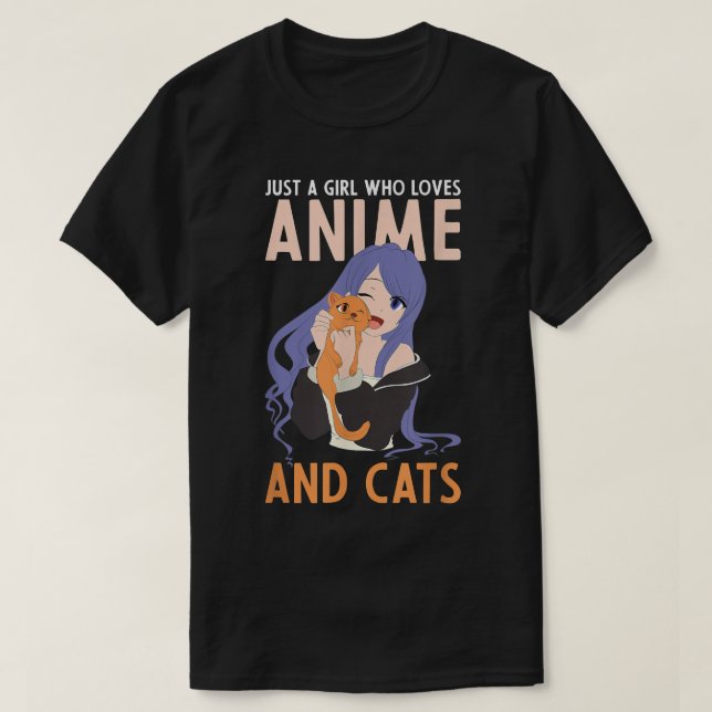 T-shirt Juste Une Fille Qui Aime L'Anime Et Les Chats Kawa (Design devant)
