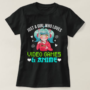 T-shirt Juste une fille qui aime l'anime et les jeux vidéo