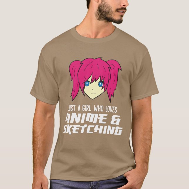 T-shirt Juste une fille qui aime l'Anime et l'esquisse drô (Devant)