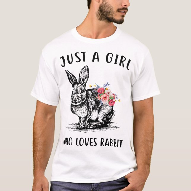 T-shirt juste une fille qui aime l'arme à feu de lapin (Devant)