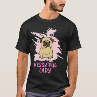 T-shirt Juste une fille qui aime l'Art de Pug aquarelle mi