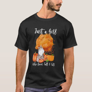T-shirt Juste une fille qui aime l'automne et les chats Sa