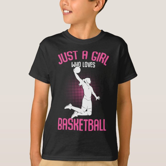 T-shirt Juste une fille qui aime le basket-ball enfants fi (Devant)