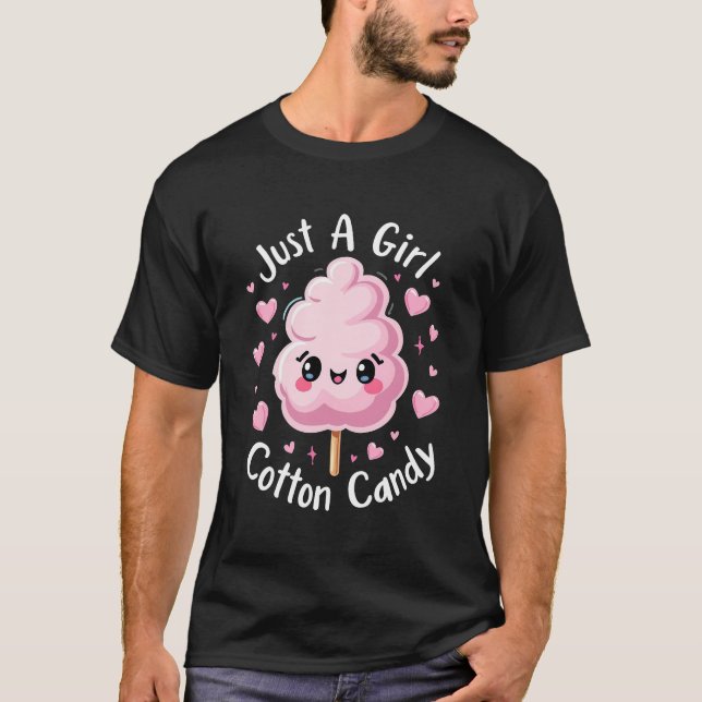 T-shirt Juste une fille qui aime le bonbon de coton (Devant)