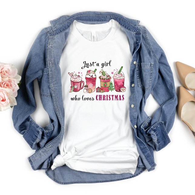 T-shirt Juste une fille qui aime le café de Noël amusant t (Just A Girl Who Loves Christmas Festive Holiday T-shirt. )
