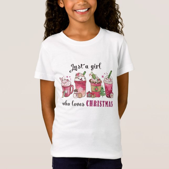 T-Shirt Juste une fille qui aime le café de Noël Fun T ten (Devant)